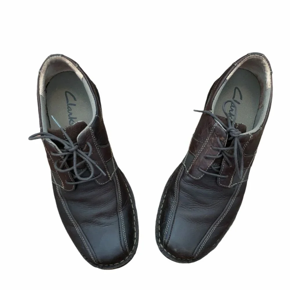Clarks Espace Men’s Size 13M Casual Lace Up Oxford Brown Leather Shoes Durable‎